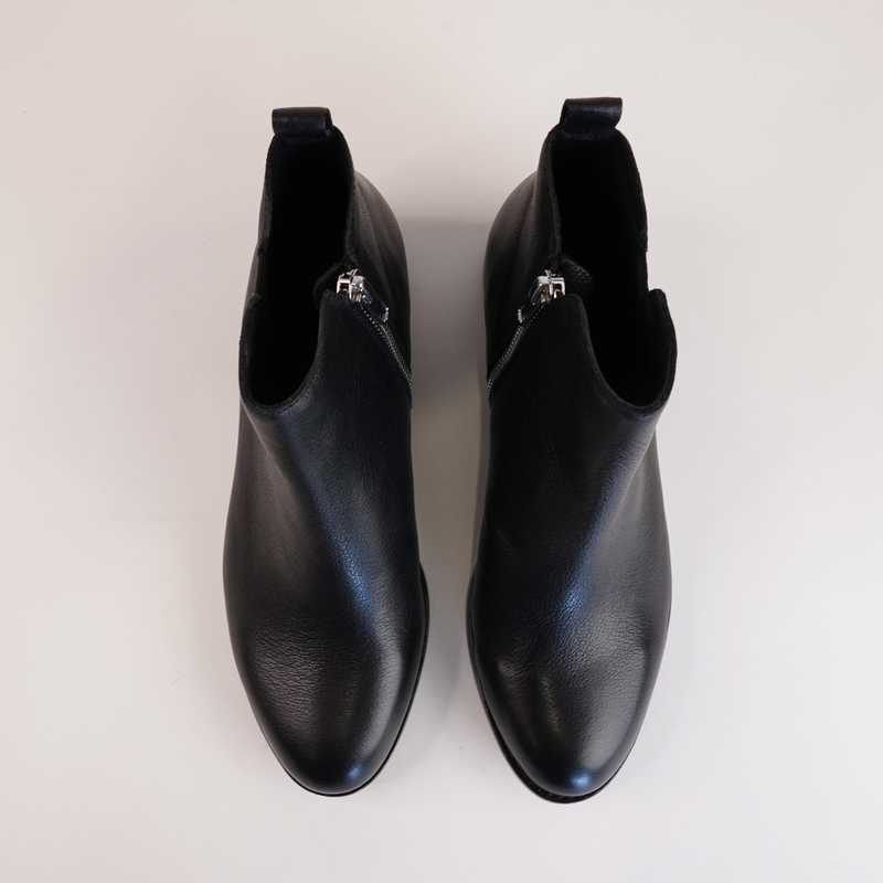 Nakta Black Leather/ Black Heel Ankle Boots