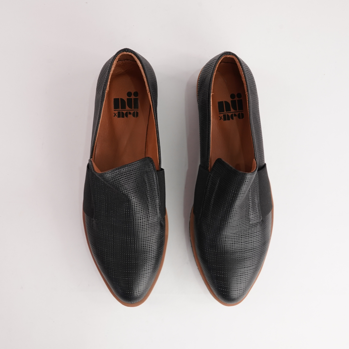 Olga Black Leather Flats