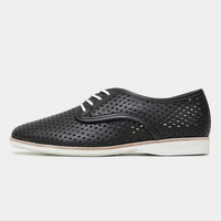 Derby Punch Black Leather Lace Up Flats