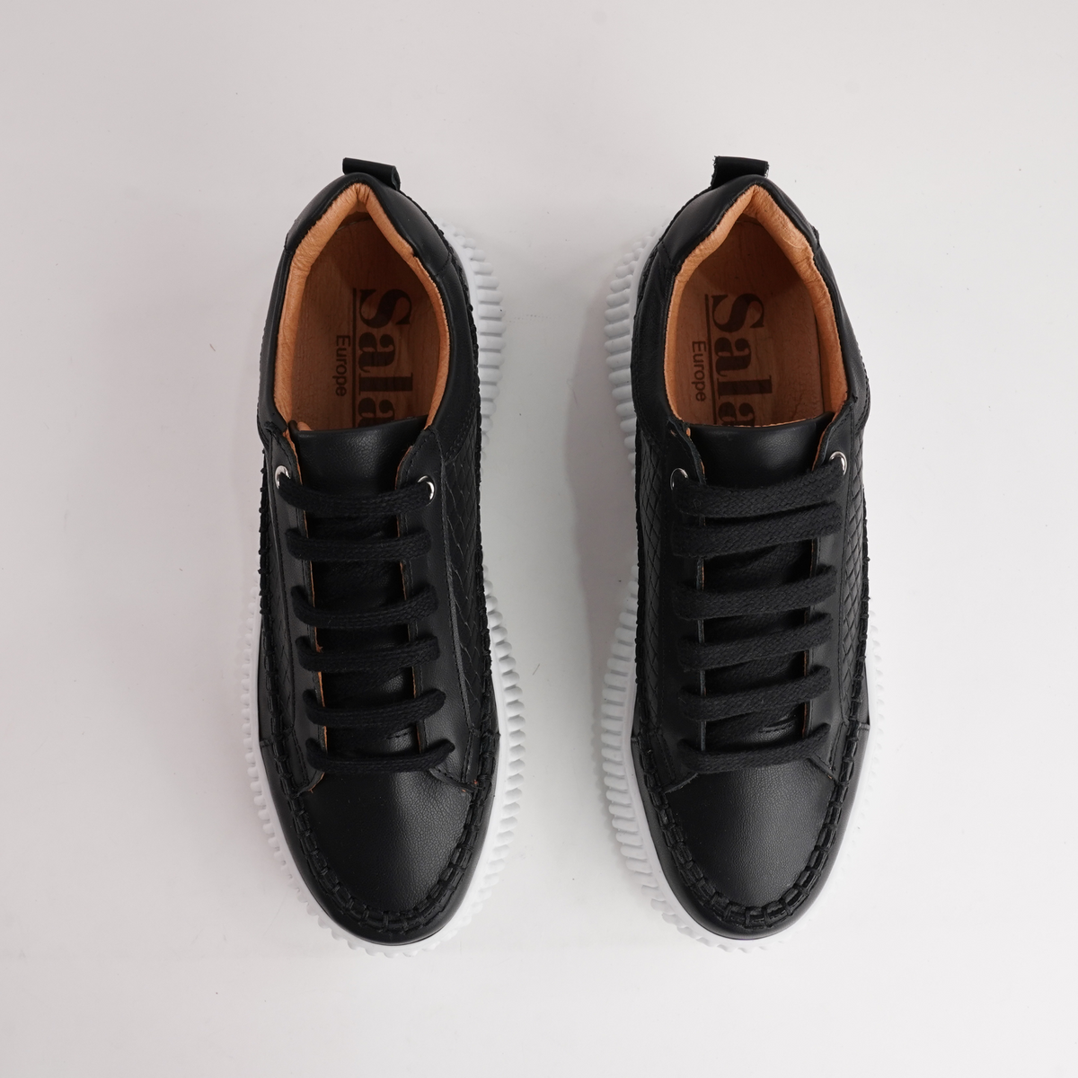 Bowler Black Leather Sneakers - SALA | Shouz