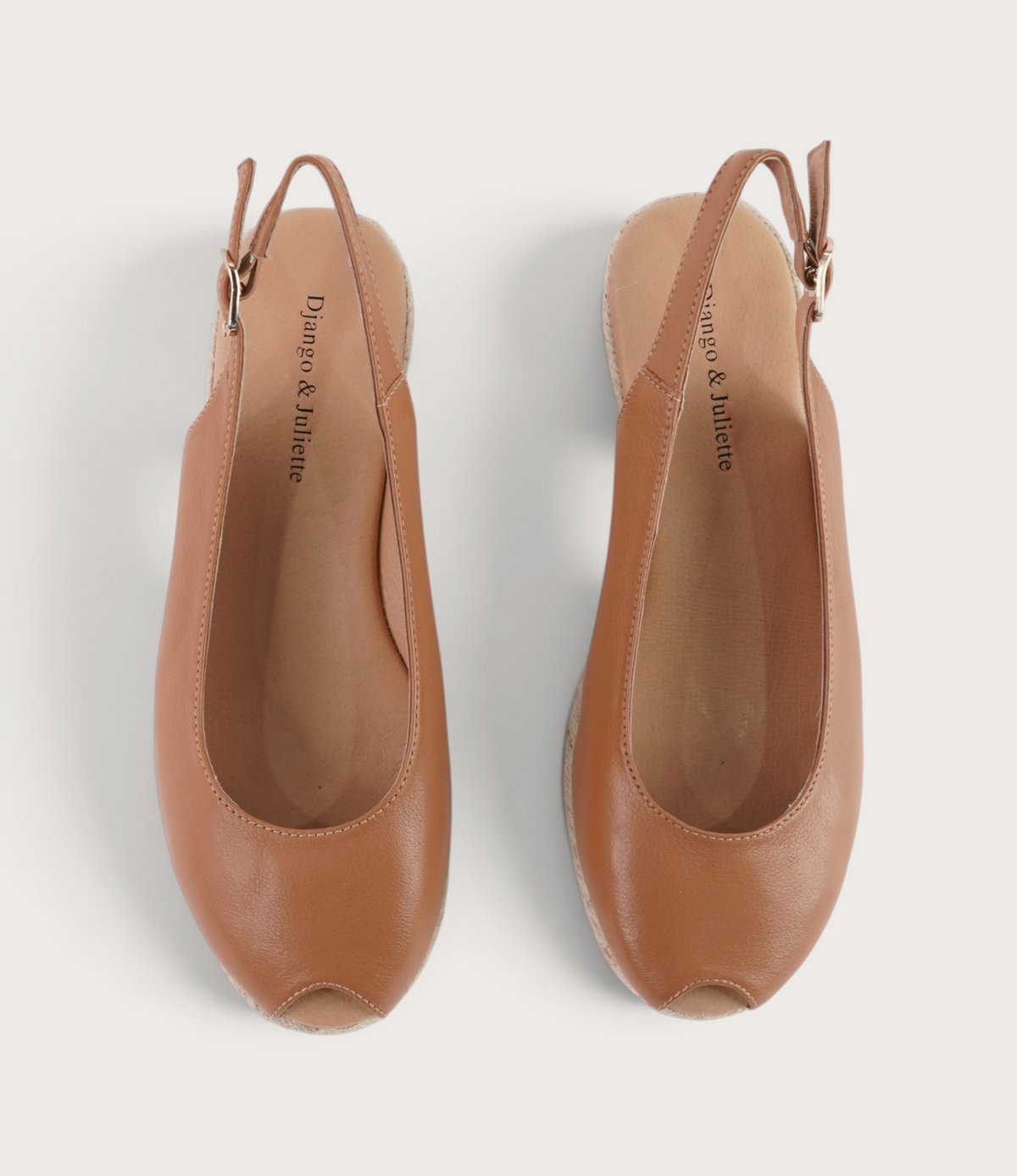 Saniarly Dark Tan Leather Espadrille Wedges