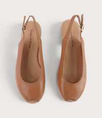 Saniarly Dark Tan Leather Espadrille Wedges
