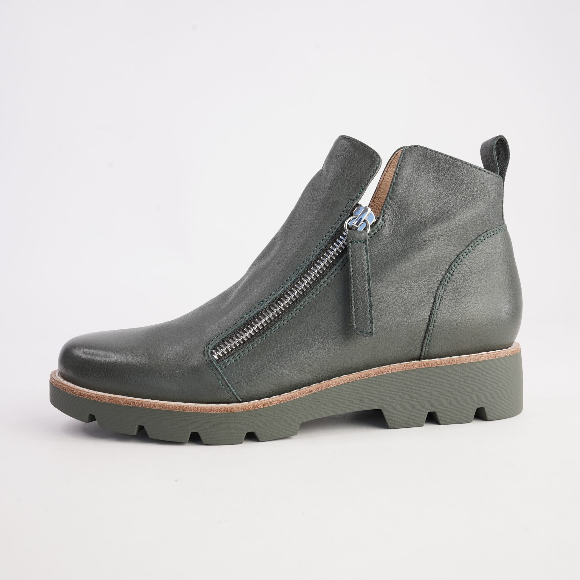 Dottiz Olive Leather/ Olive Sole Ankle Boots - DJANGO AND JULIETTE | Shouz
