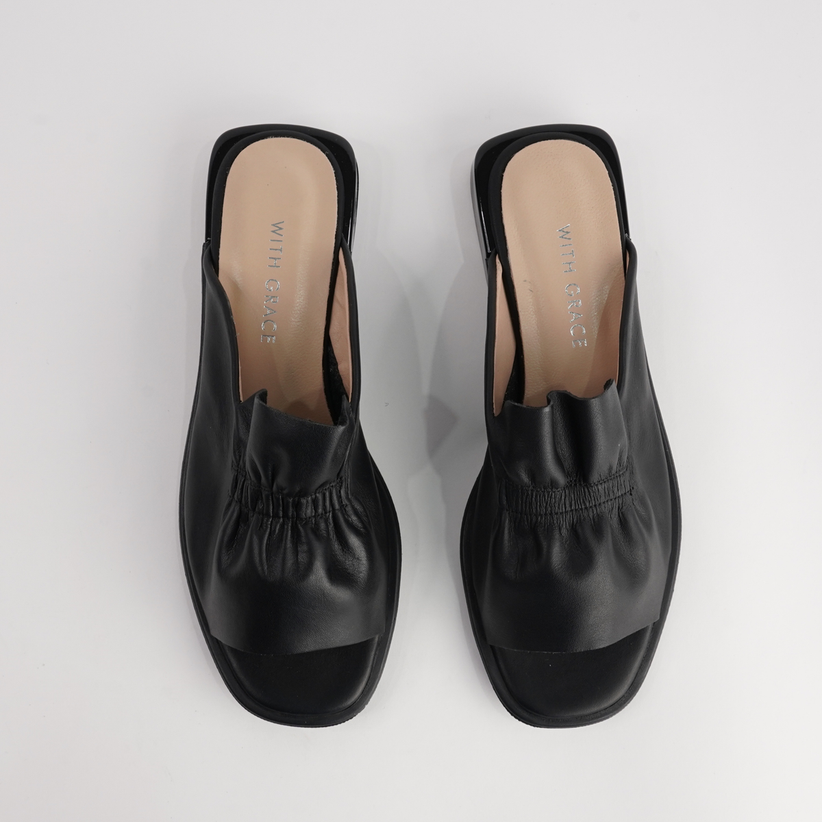 Luna Black Leather Flats - WITH GRACE | Shouz