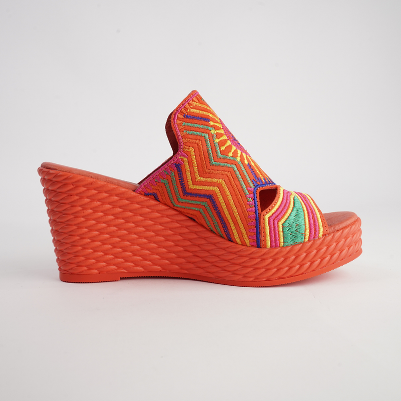 Eilam Orange Multi Leather Heels