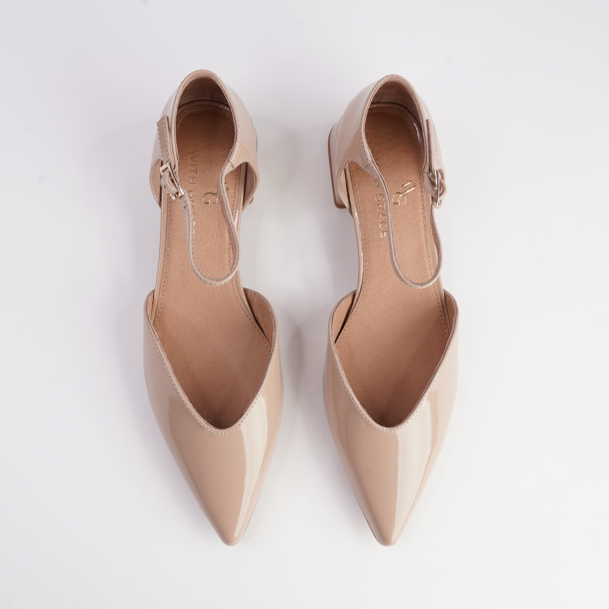 Munich Caramel Patent Leather Flats - WITH GRACE | Shouz
