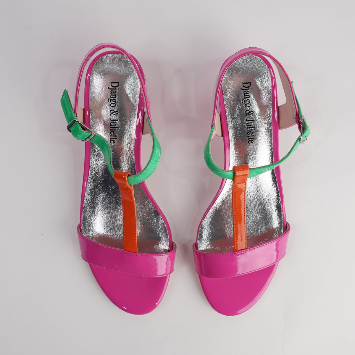 Taner Hot Pink Patent Multi Leather Heels - DJANGO AND JULIETTE | Shouz