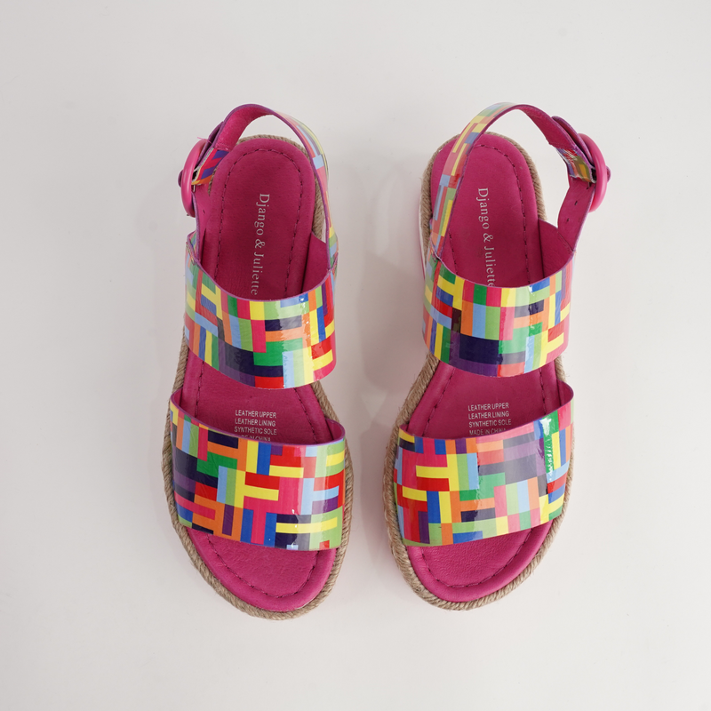 Atha Pink Stripe Multi Leather Sandals