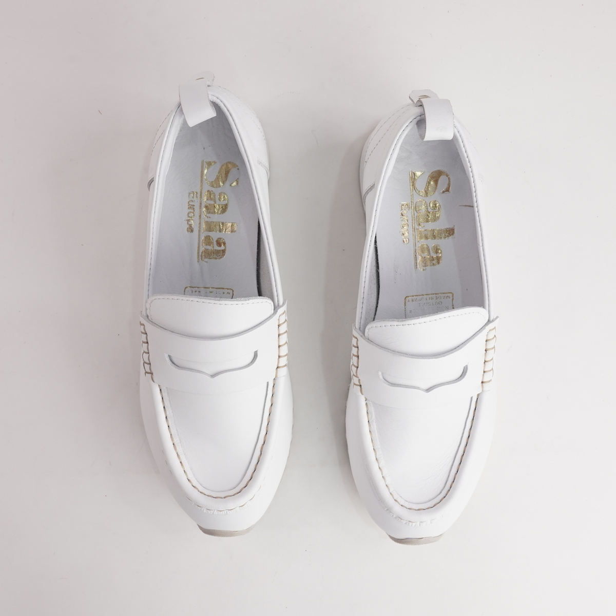 Peggy White Leather Loafers