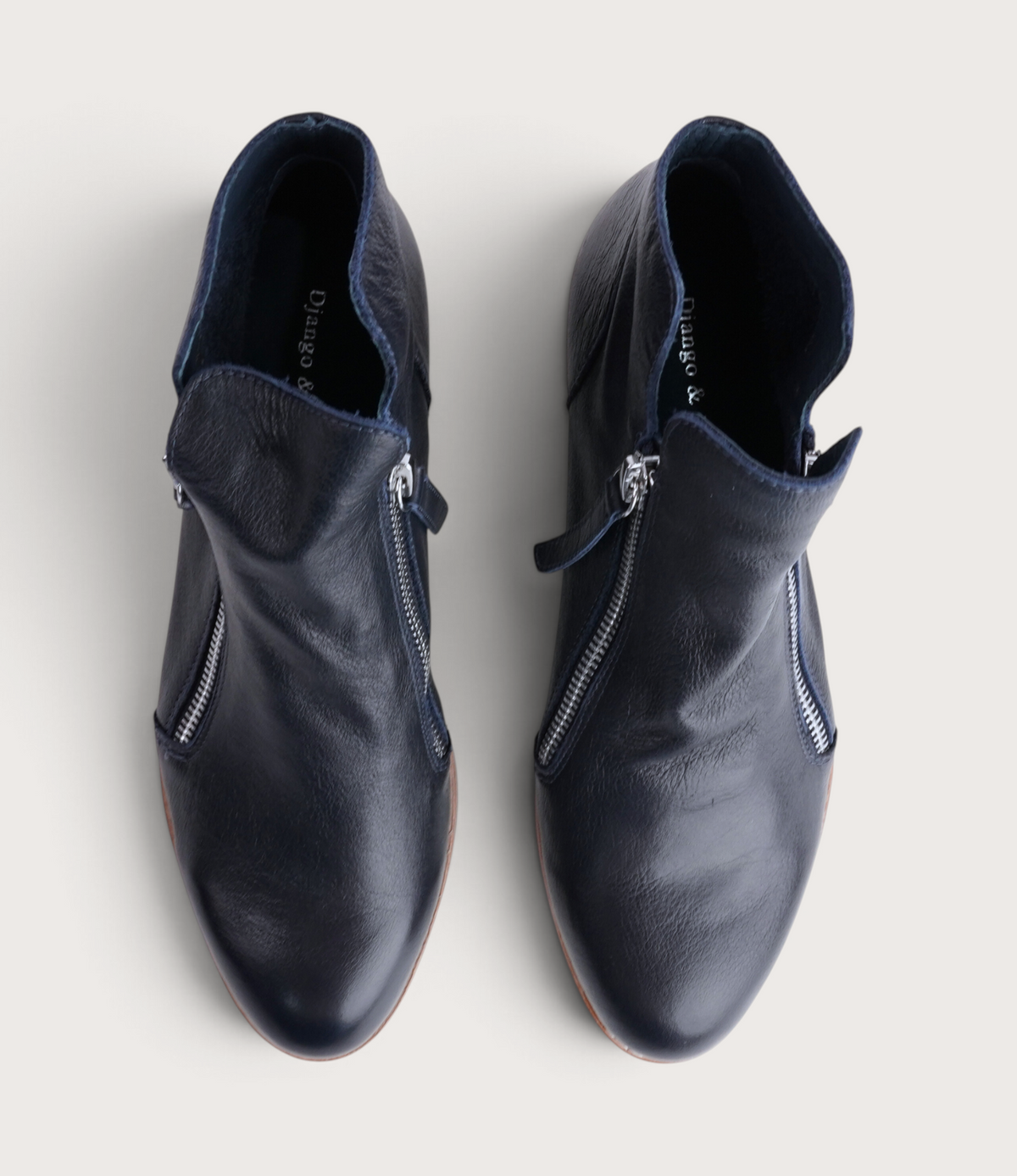 Norys Navy Leather Ankle Boots - DJANGO AND JULIETTE | Shouz