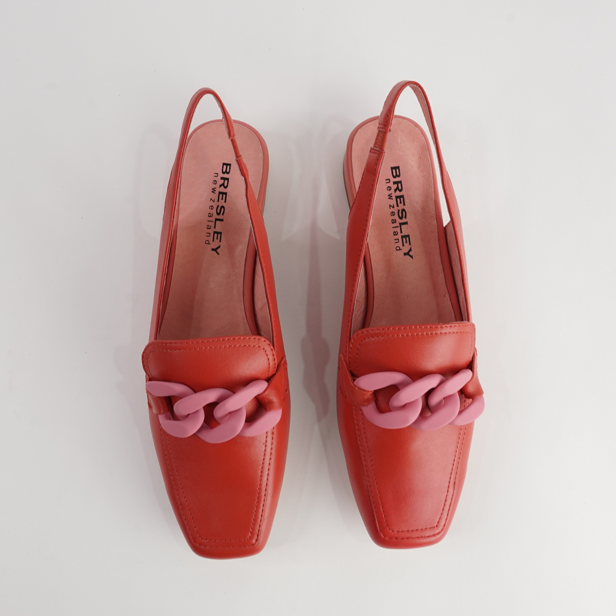 Randal Red/ Pink Leather Loafers - BRESLEY | Shouz
