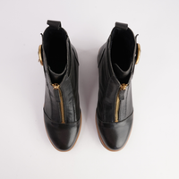 Doha Black Leather Ankle Boots - BRESLEY | Shouz
