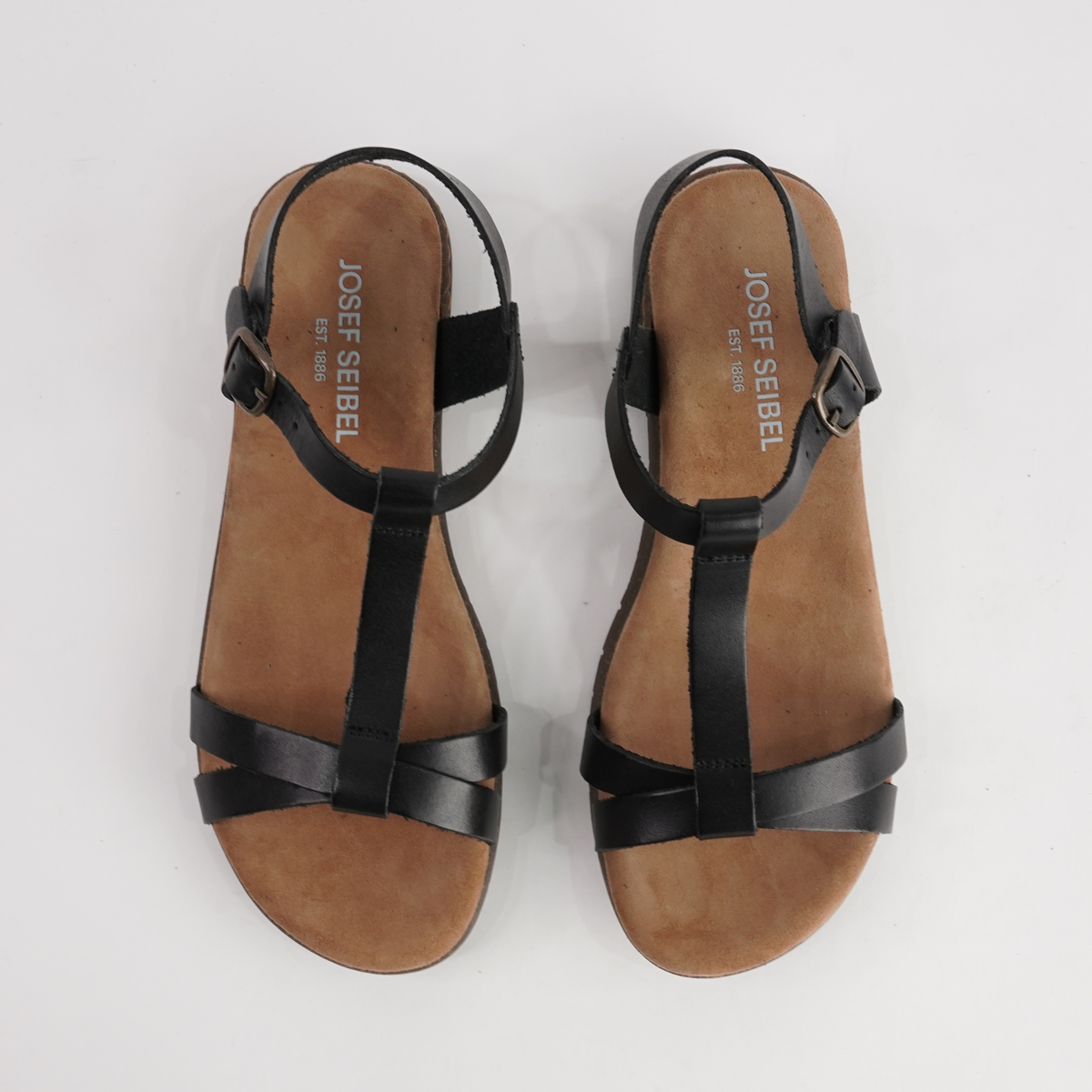 Fabricia 01 Black Leather Sandals - JOSEF SEIBEL | Shouz