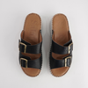 Solena Black Leather Slides