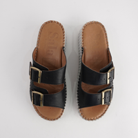 Solena Black Leather Slides