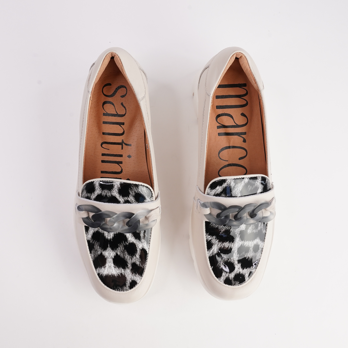 Barcelona Vanilla Multi Leather Loafers - MARCO SANTINI | Shouz