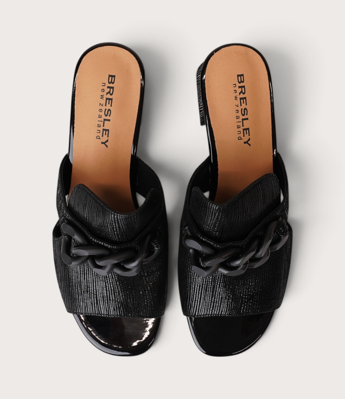 Adder Black Shimmer Leather Heels