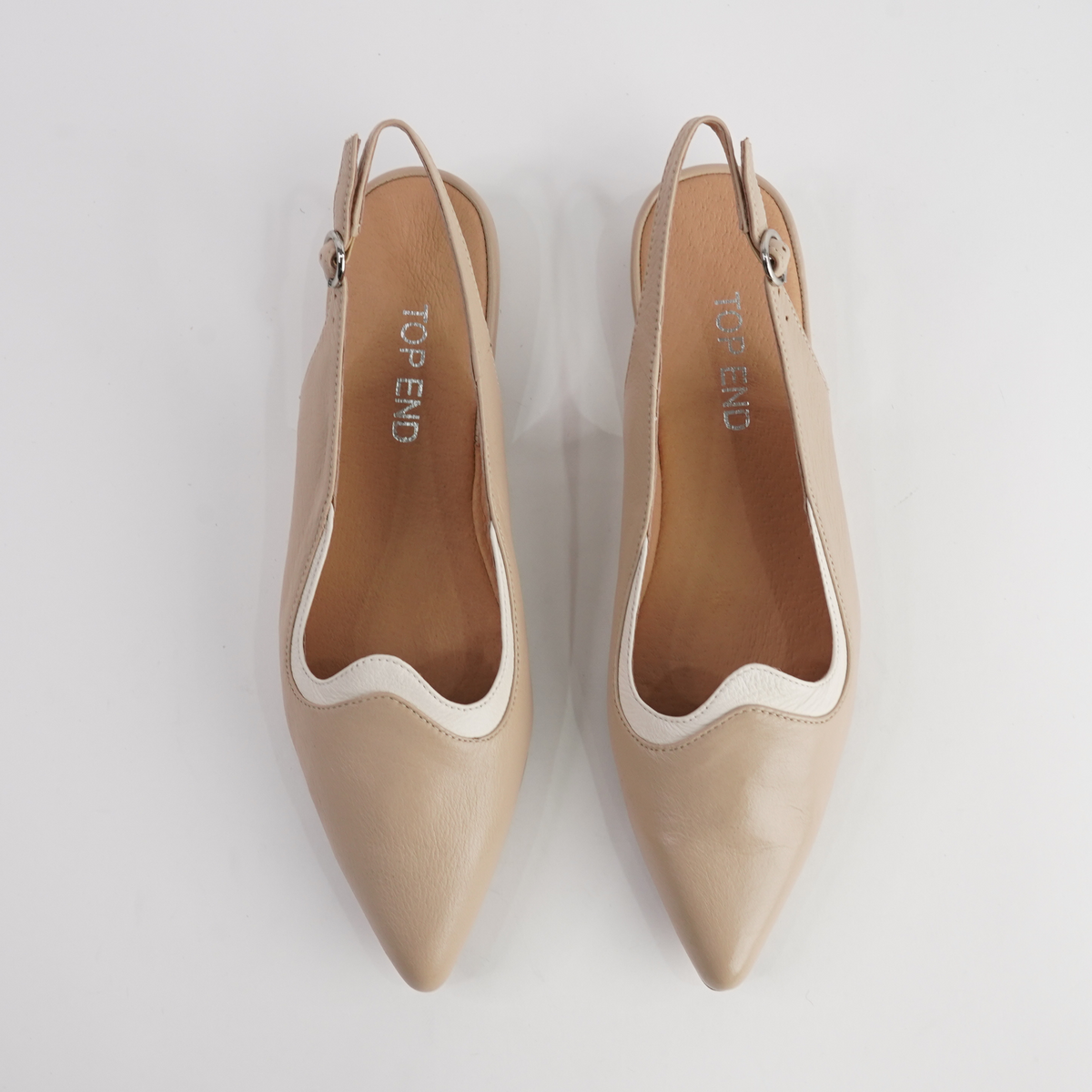 Yeska Camel Leather/ Ivory Flats - TOP END | Shouz