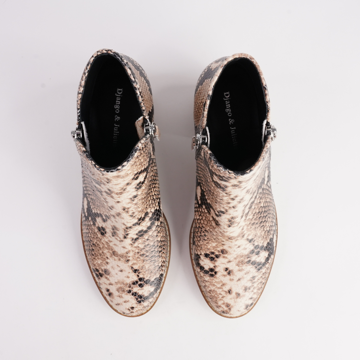Mitysue Black Caramel Snake Leather Boots - DJANGO AND JULIETTE | Shouz