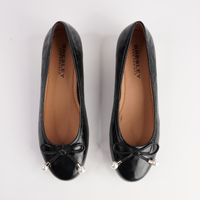 Azzi Black Leather Ballet Flats - BRESLEY | Shouz