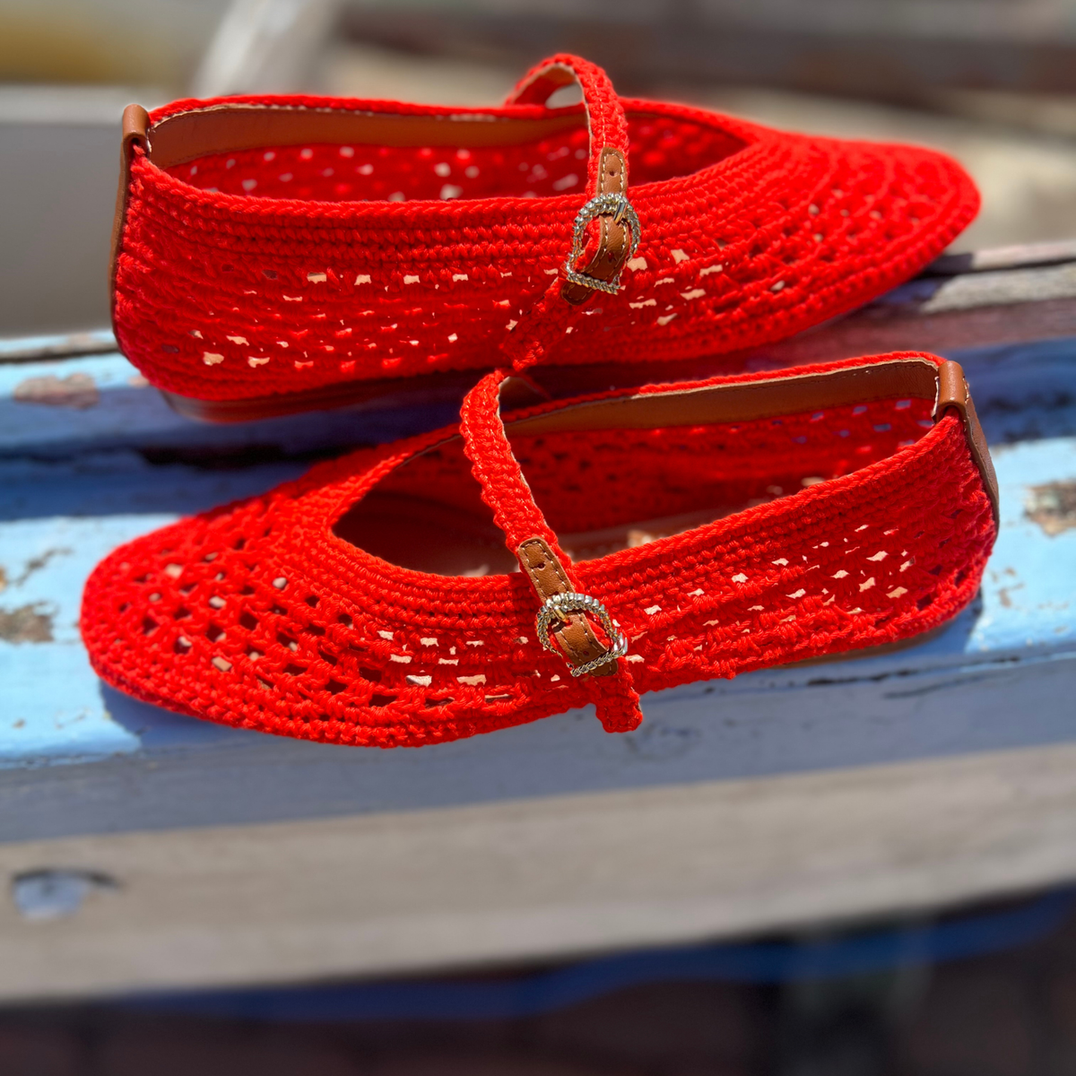 Clove Red Crochet Flats