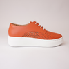 Derby City Punch Tangerine Leather Lace Up Flats