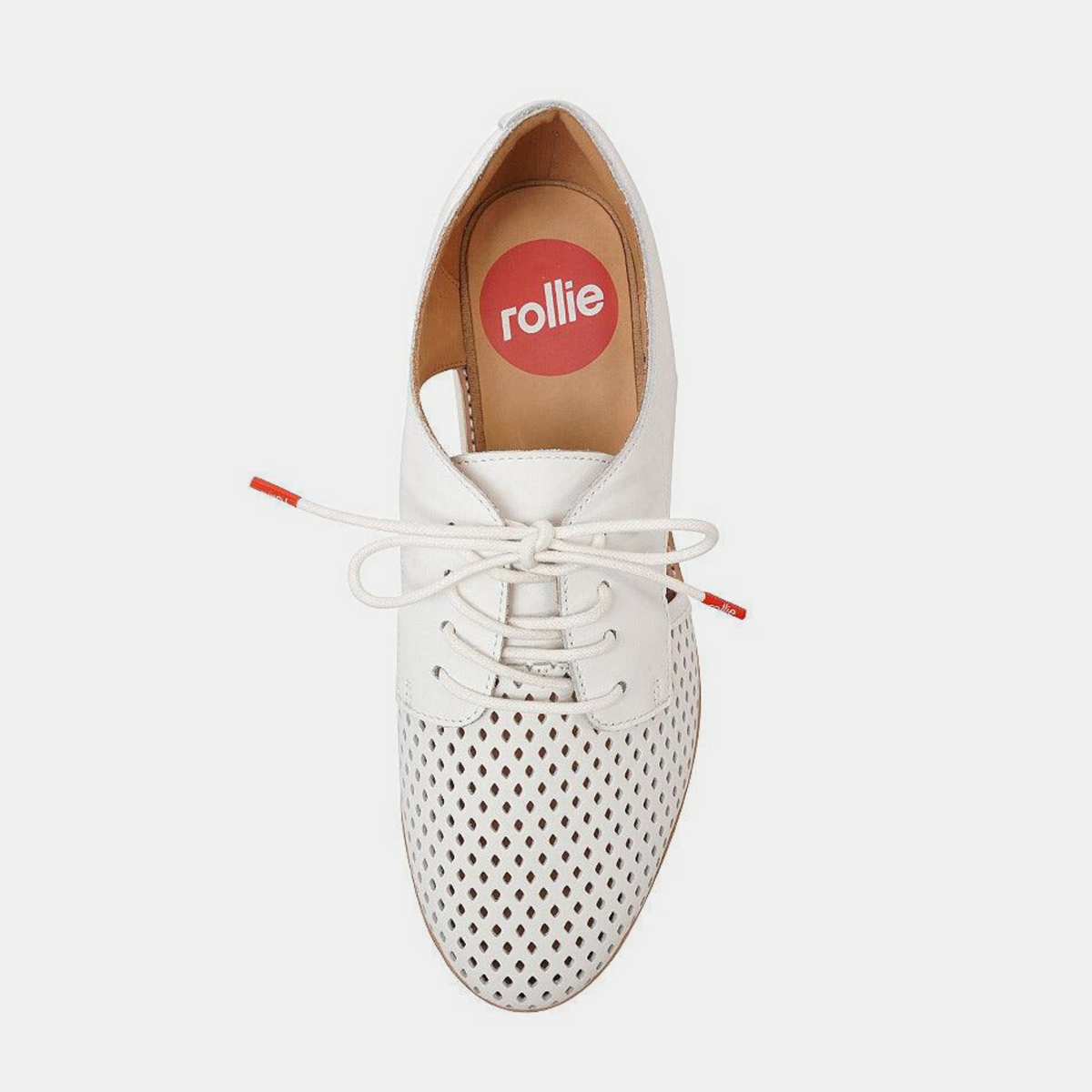Sidecut Punch Sports White Leather Lace Up Flats - ROLLIE | Shouz