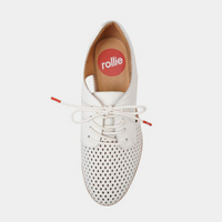 Sidecut Punch Sports White Leather Lace Up Flats