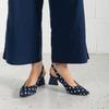 Ihops Navy White Spots Leather Heels