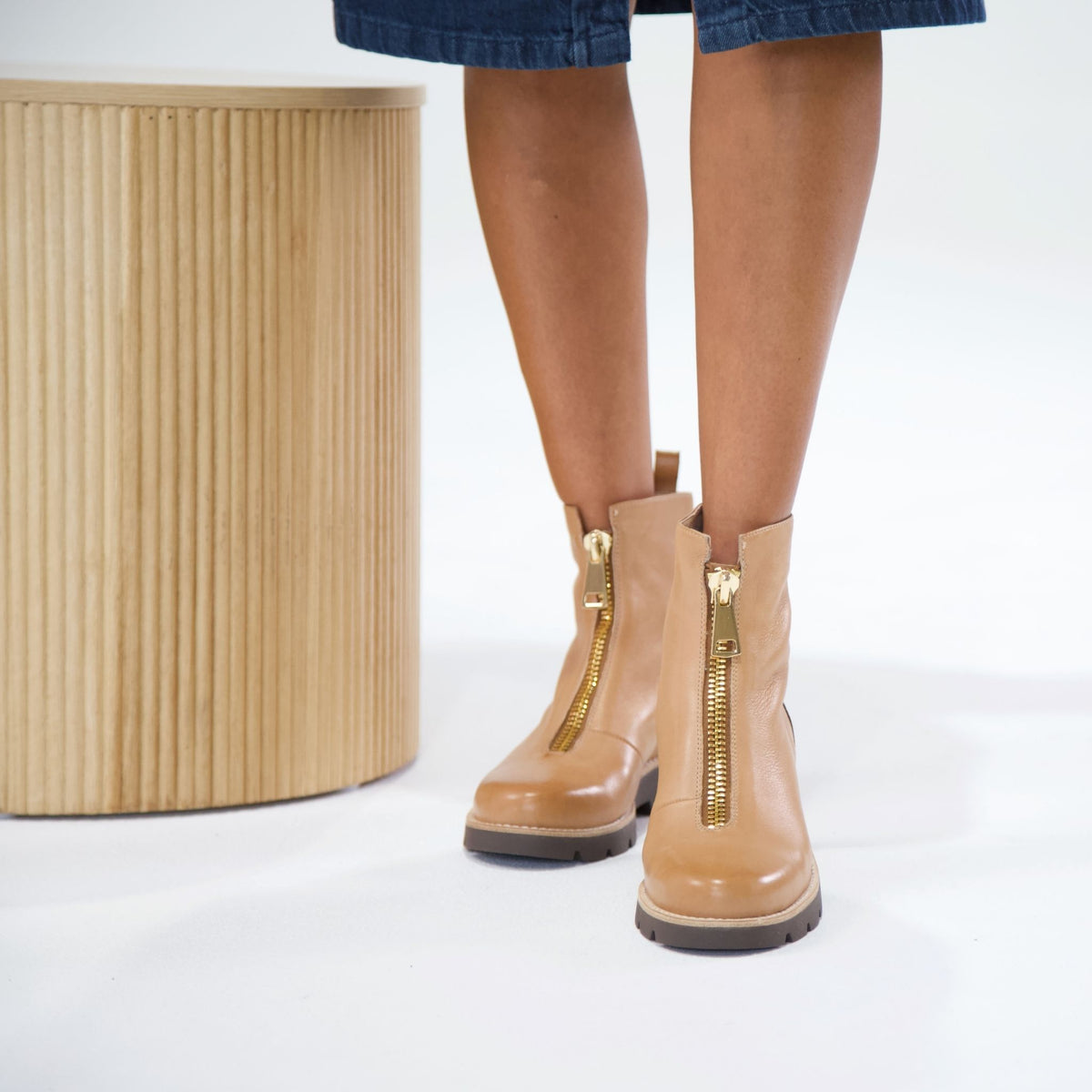 Mieyette Dark Tan Leather Ankle Boots, TOP END - Shouz