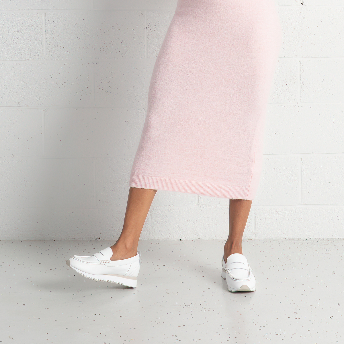 Peggy White Leather Loafers