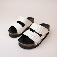 Alice 01 White Leather Slides