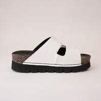 Alice 01 White Leather Slides