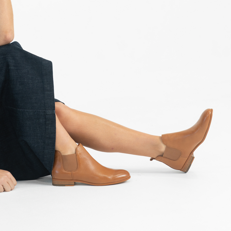 Quatisse Tan Leather Ankle Boots