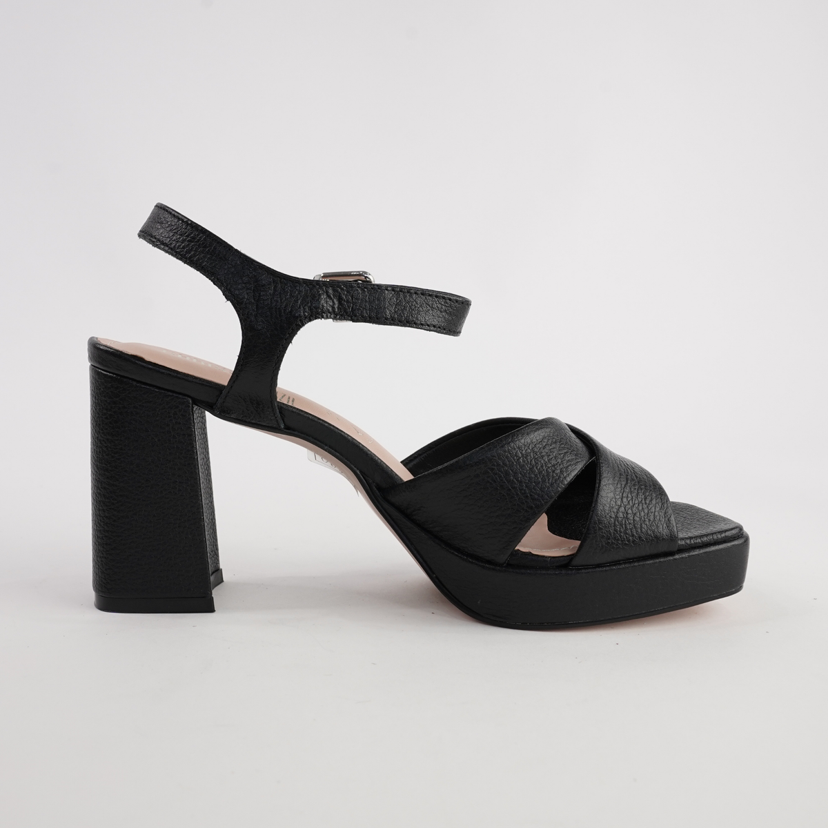 Runaway Black Pebble Leather Heels - CHRISSIE | Shouz