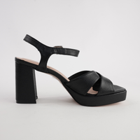 Runaway Black Pebble Leather Heels