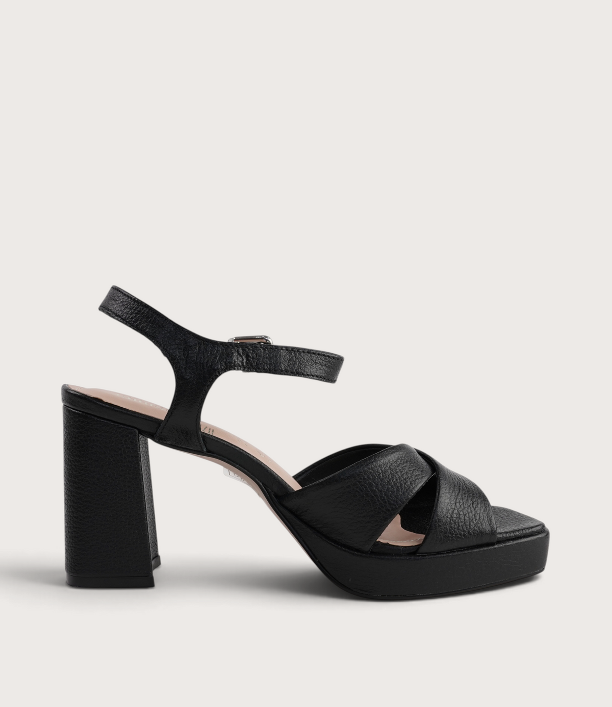 Runaway Black Pebble Leather Heels