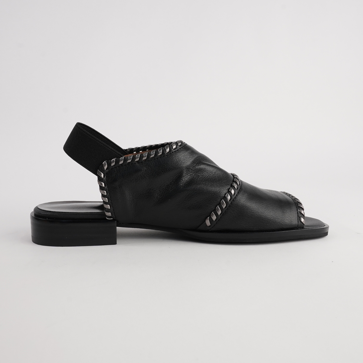 Serenade Black/ Pewter Leather Sandals - BRESLEY | Shouz