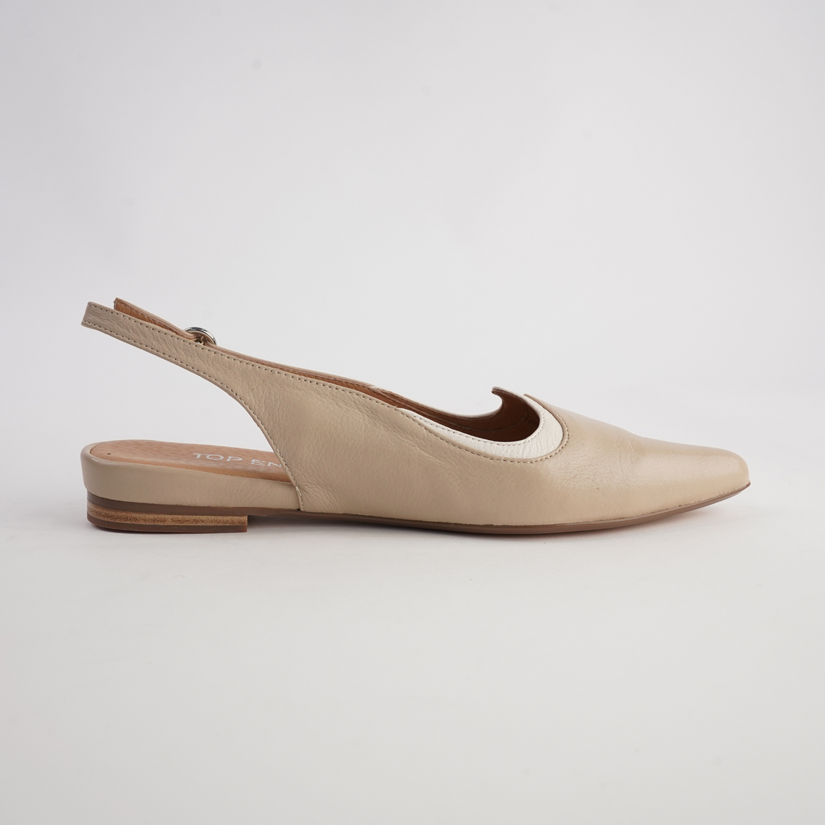 Yeska Camel Leather/ Ivory Flats - TOP END | Shouz