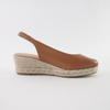 Saniarly Dark Tan Leather Espadrille Wedges