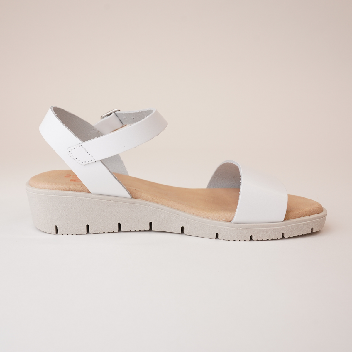 Bella White Leather Sandals