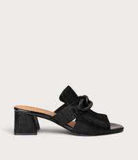 Adder Black Shimmer Leather Heels