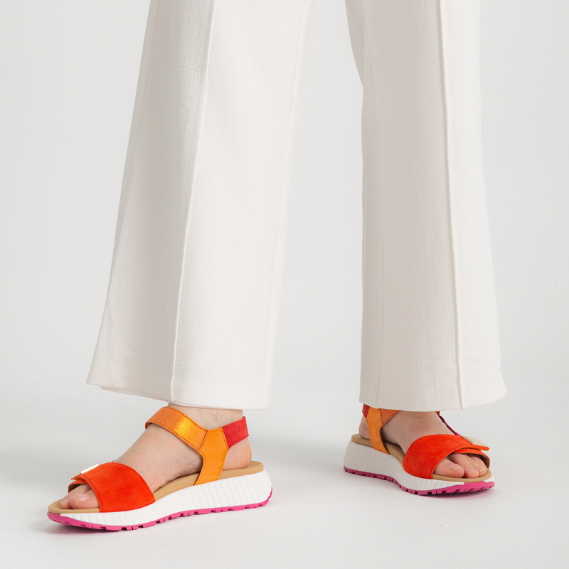Cora Pumpkin Combi Leather Sandals