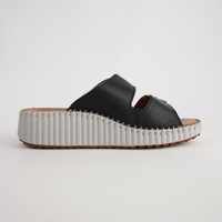 Solena Black Leather Slides