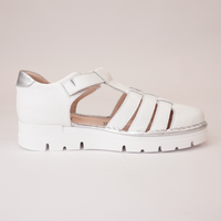 Js-2256 White/ Silver Leather Sandals