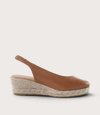 Saniarly Dark Tan Leather Espadrille Wedges