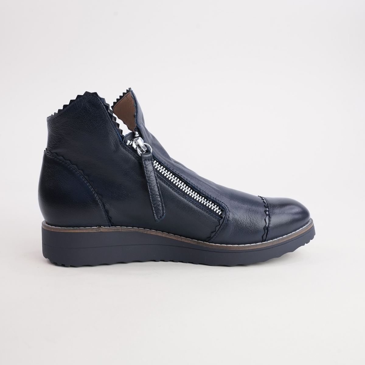 Ooday Navy/ Navy Patent Leather Ankle Boots