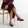 Gleam Black Leather Flats