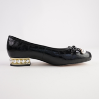 Azzi Black Leather Ballet Flats - BRESLEY | Shouz