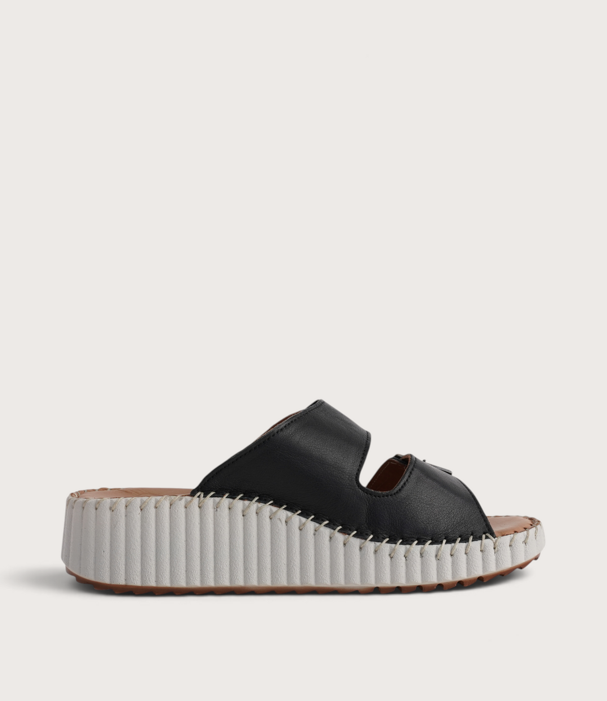 Solena Black Leather Slides